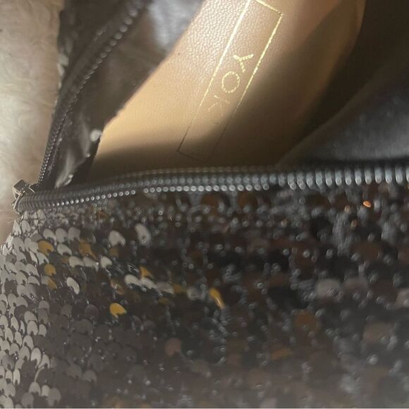 Yoki thigh high Black Sequins heels Boots side zipper SZ8 - Picture 10 of 11